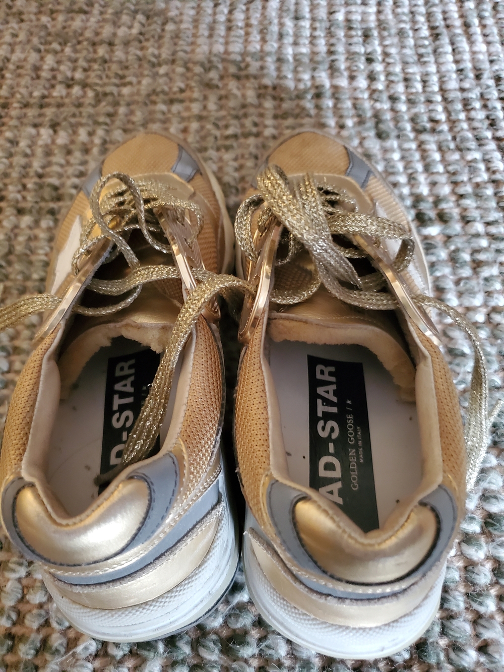 Golden Goose Gold and White Running Dad-Star Sneakers - Picture 3 of 8